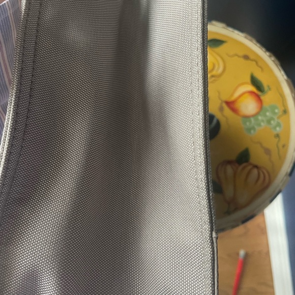 Tory Burch Light Gray logo Canvas Tote Bag authentic EUC!! Neutral - Picture 6 of 16